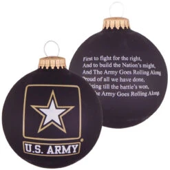 US Army Logo And Hymn Glass Ornament