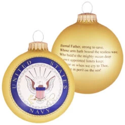 US Navy Logo And Hymn Glass Ornament