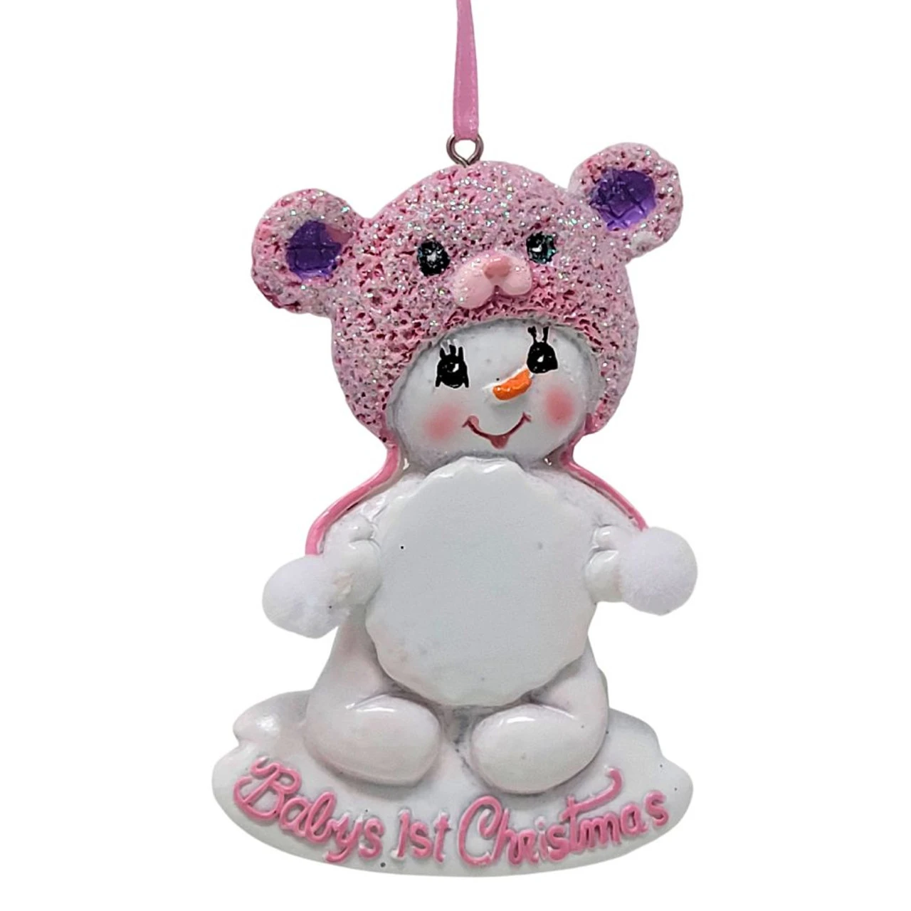 Kurt Adler Personalized Baby's 1st Christmas Pink Snowbear Ornament 3 Kurt Adler Personalized Baby's 1st Christmas Pink Snowbear Ornament