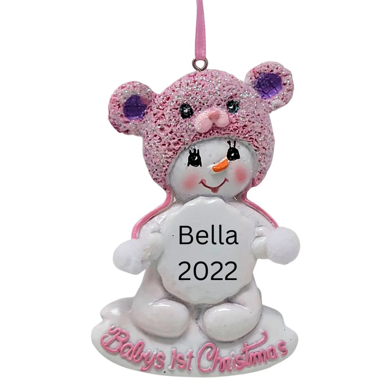 Kurt Adler Personalized Baby's 1st Christmas Pink Snowbear Ornament 4 Kurt Adler Personalized Baby's 1st Christmas Pink Snowbear Ornament - Image 2