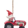 Kurt Adler "Merry Christmas" Farm Gnome Riding Tractor Ornament