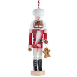 Kurt Adler Black Chef With Gingerbread Cookie Nutcracker Ornament
