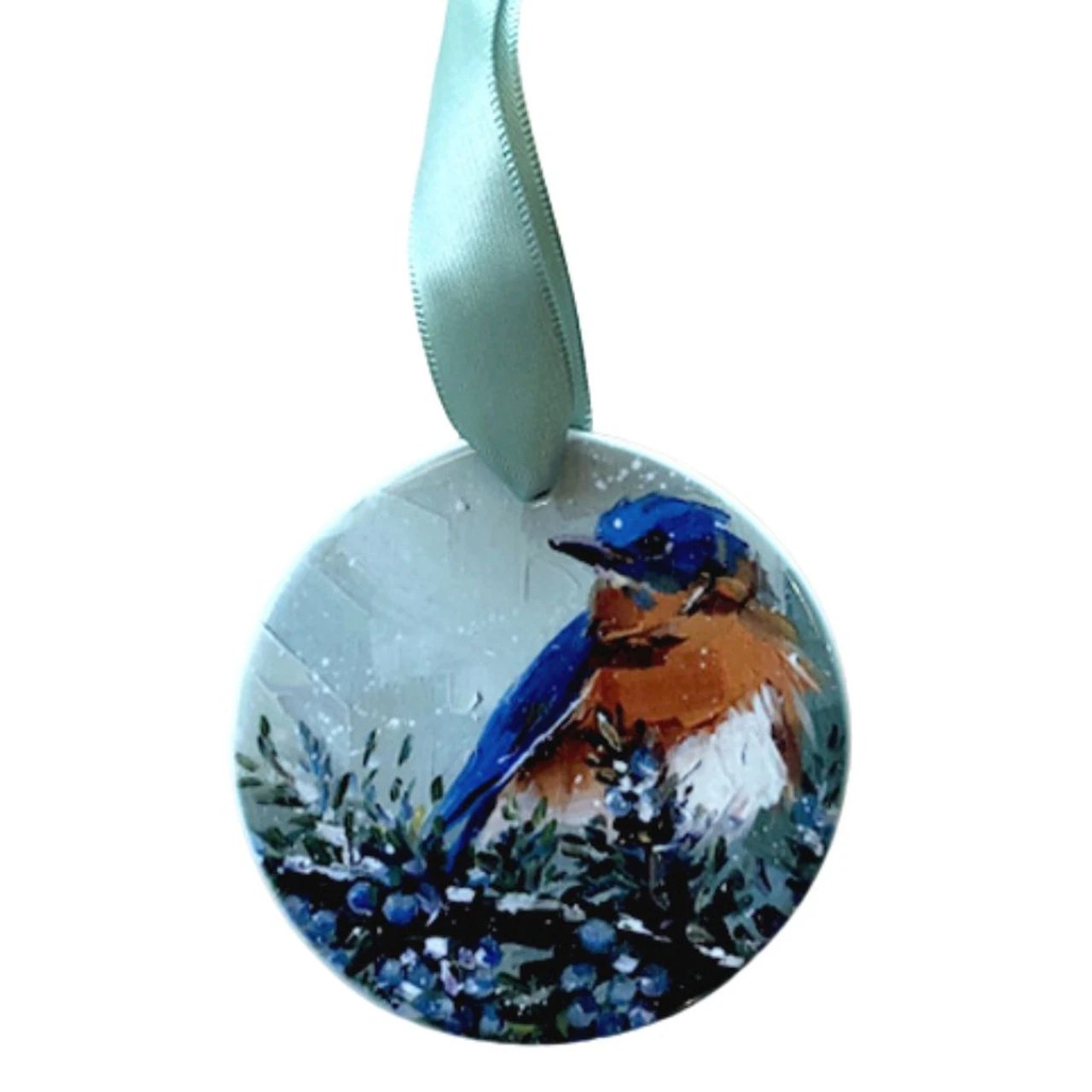 Juniper Bluebird Disc Ornament 3 Juniper Bluebird Disc Ornament