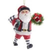 Kurt Adler Gingham Holiday Santa With Wreath Ornament -Ornaments Shop 013920A Gingham Holiday Santa With Wreath Ornament 54111.1654701413
