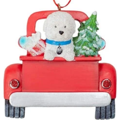 Kurt Adler Personalized Bichon Frise In Back Of Truck Ornament
