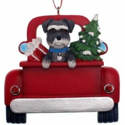 Kurt Adler Personalized Schnauzer In Back Of Truck Ornament