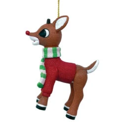 Rudolph Wearing Red Sweater Ornament -Ornaments Shop 019763 Rudolph In Red Sweater Ornament 2 21540.1659013907