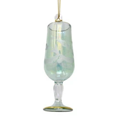 Small Green Wine Glass Etched Glass Ornament -Ornaments Shop 040367B 20918.1691776487