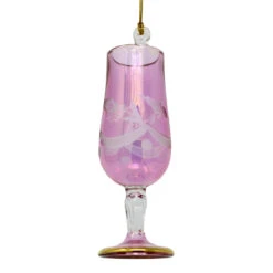 Small Pink Wine Glass Etched Glass Ornament -Ornaments Shop 040367C 29545.1691776427