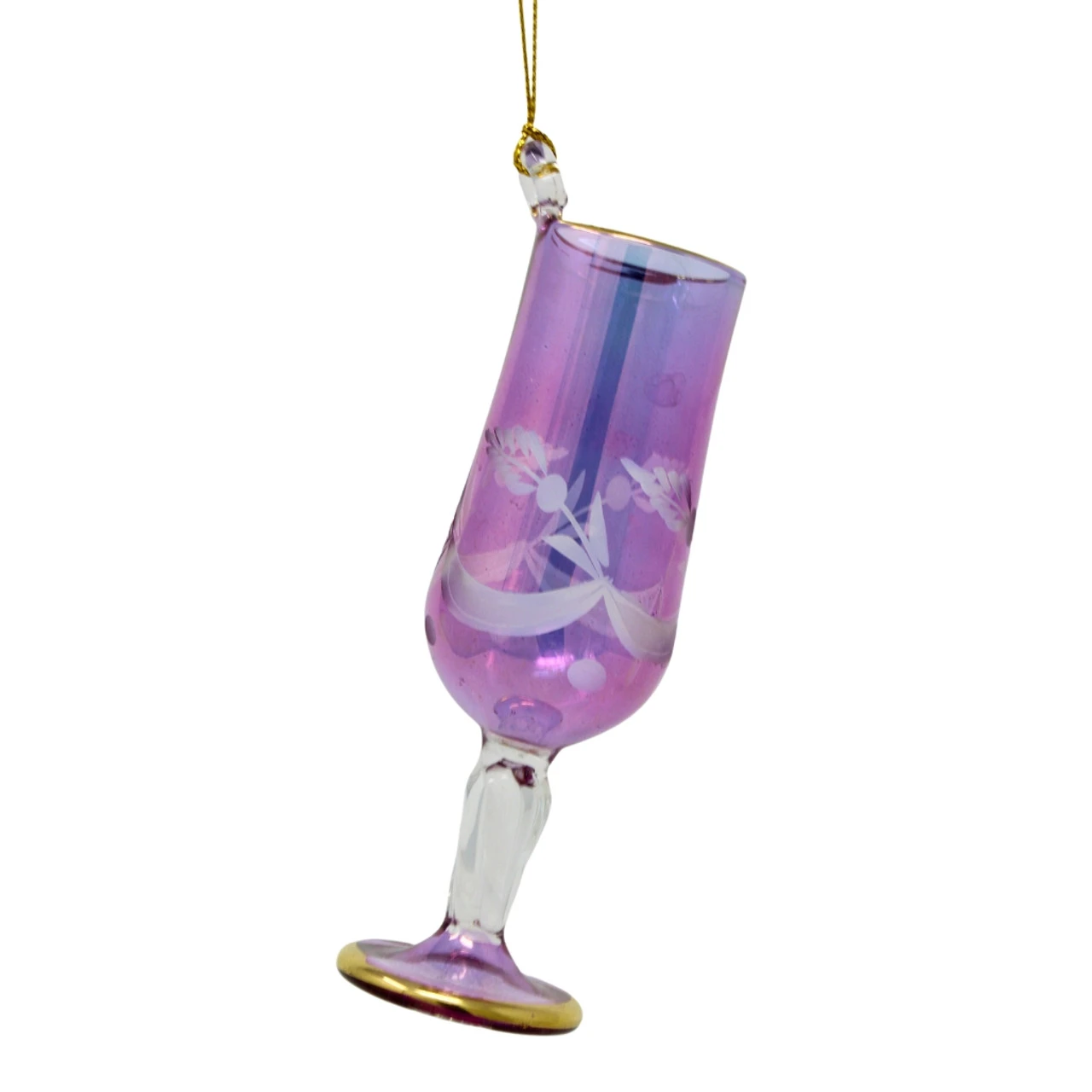Small Purple Wine Glass Etched Glass Ornament 6 Small Purple Wine Glass Etched Glass Ornament - Image 4