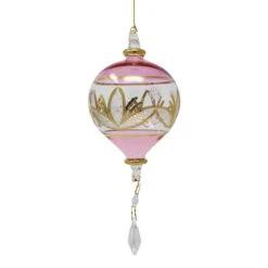 Pink Sphere With Crystal Drops Glass Ornament -Ornaments Shop 040473C 78844.1694721832