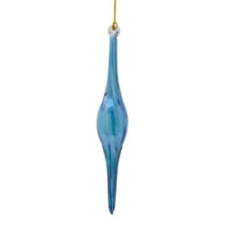 Hand Blown Glass Blue Icicle Ornament