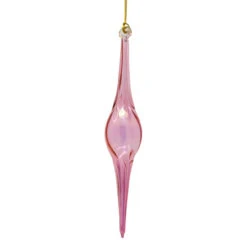Hand Blown Glass Pink Icicle Ornament