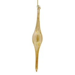 Hand Blown Glass Yellow Icicle Ornament