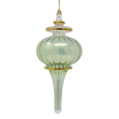 Green Classy Swirl Sphere Finial Glass Ornament