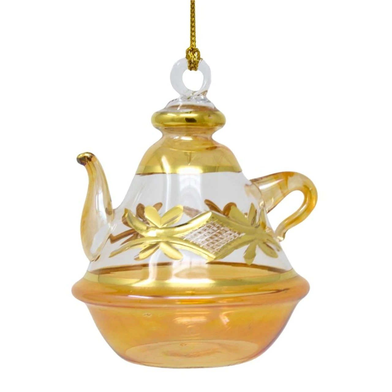 Hand Blown Glass Yellow Tea Pot Ornament 4 Hand Blown Glass Yellow Tea Pot Ornament - Image 2