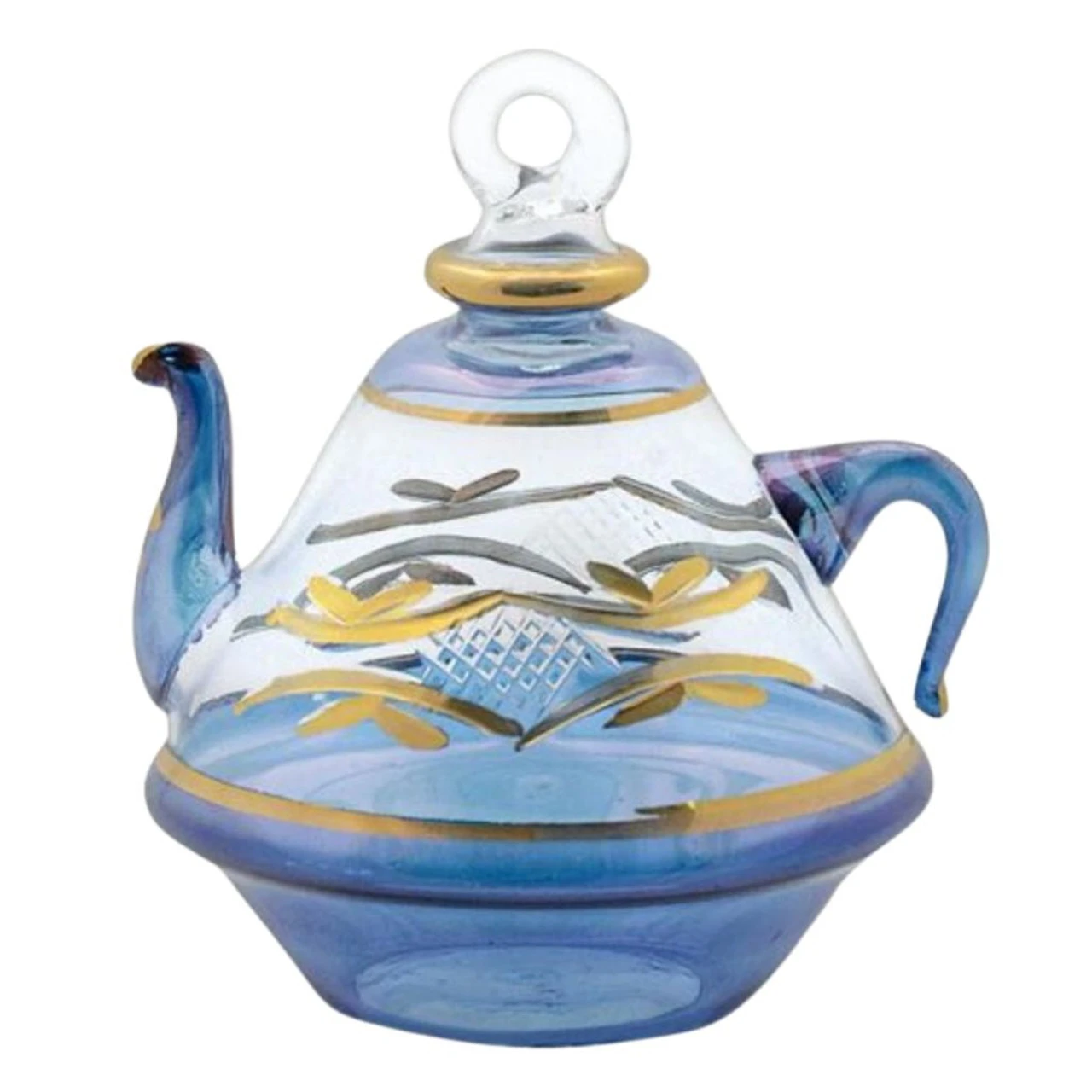 Egyptian Glass - Blue Teapot Ornament 3 Egyptian Glass - Blue Teapot Ornament