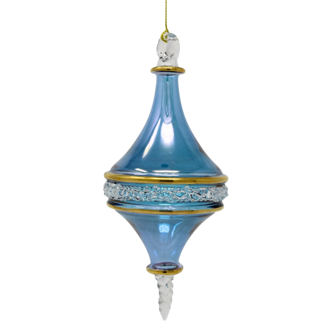 Blue And Gold Rounded Diamond Glass Ornament 3 Blue And Gold Rounded Diamond Glass Ornament