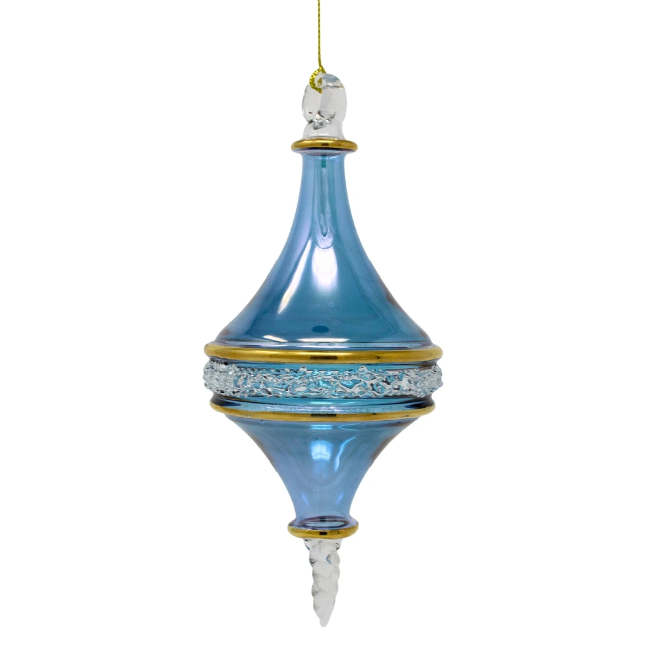 Blue And Gold Rounded Diamond Glass Ornament 4 Blue And Gold Rounded Diamond Glass Ornament - Image 2