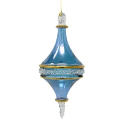 Blue And Gold Rounded Diamond Glass Ornament 7 Blue And Gold Rounded Diamond Glass Ornament -Ornaments Shop 040856A 13030.1691777238
