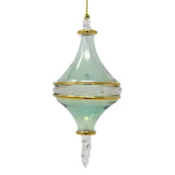 Light Green And Gold Rounded Diamond Glass Ornament