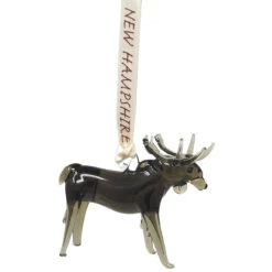 Hand Blown Glass New Hampshire Grey Moose Ornament