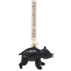 Hand Blown Glass New Hampshire Black Bear Ornament