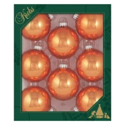 Set Of 8 Orange Crush Glass Ornaments