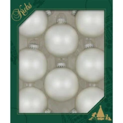 Set Of 8 Silver Pearl Glass Ornaments