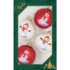 Set Of 4 Red Hat Snowman Glass Ornaments