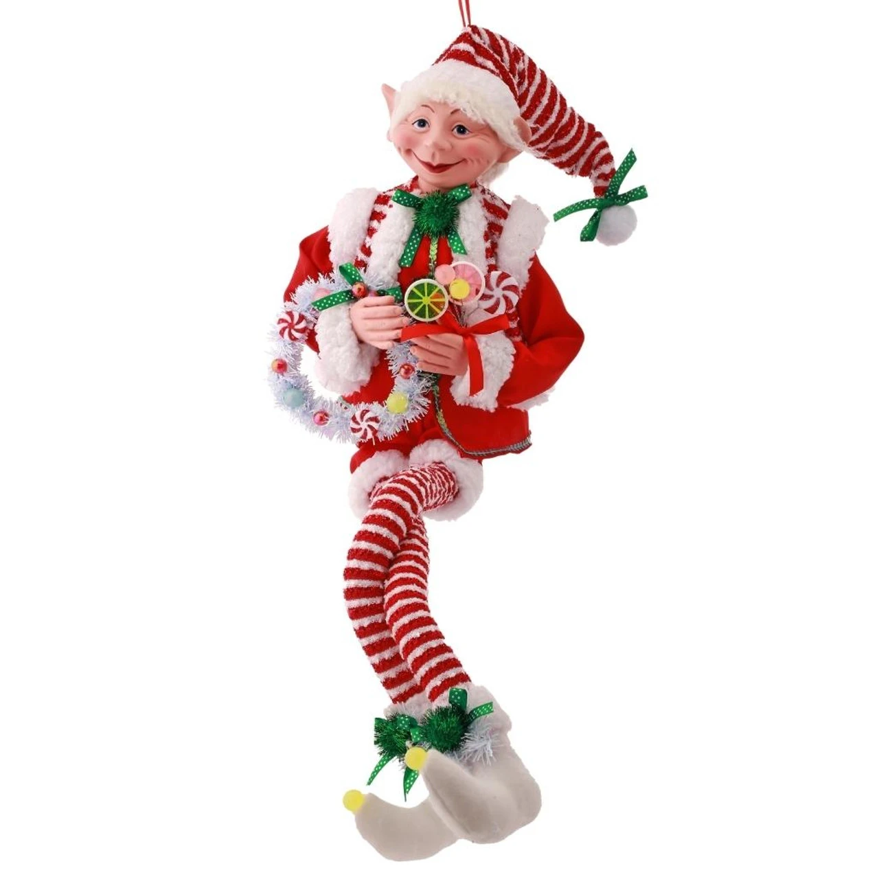 Large Bendable Candy Elf Ornament 3 Large Bendable Candy Elf Ornament