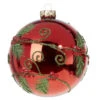 Red And Green Holly Ball Glass Ornament