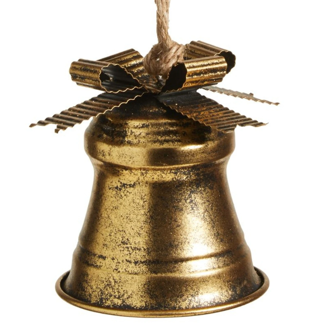 Distressed Gold Bell Christmas Tree Ornament 3 Distressed Gold Bell Christmas Tree Ornament