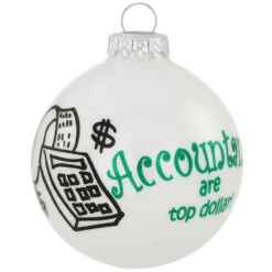 Accountant White Opal Glass Ornament