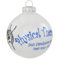 Physical Therapist White Opal Glass Ornament