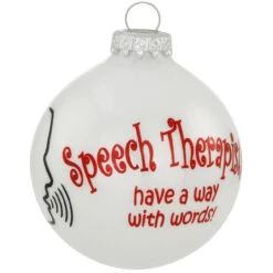 Speech Therapist White Opal Glass Ornament