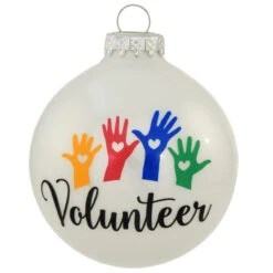 Volunteer Hands Glass Ornament