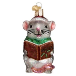 Old World Christmas - Grey Caroling Mouse Ornament