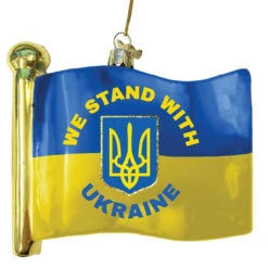 Kurt Adler We Stand With Ukraine Flag Glass Ornament