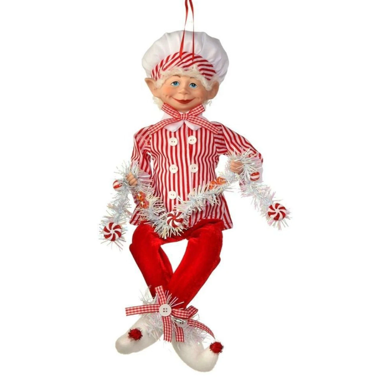 Bendable Peppermint Chef Elf Ornament 3 Bendable Peppermint Chef Elf Ornament