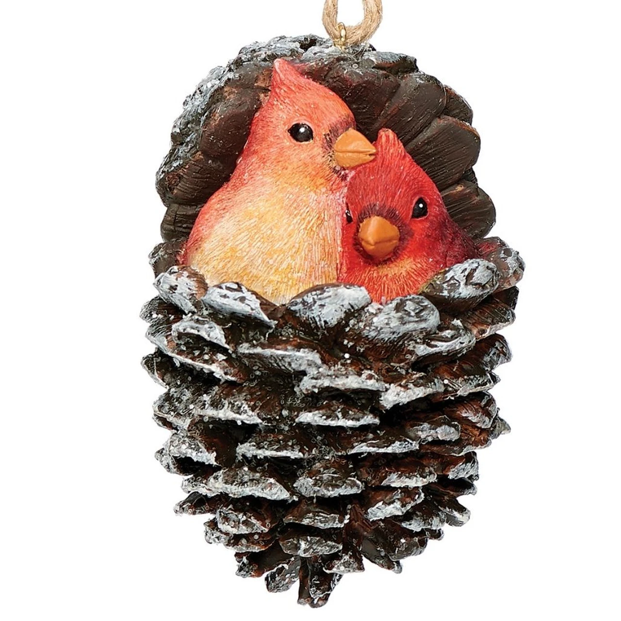 Cardinals In Pinecone Cuddling Ornament 3 Cardinals In Pinecone Cuddling Ornament