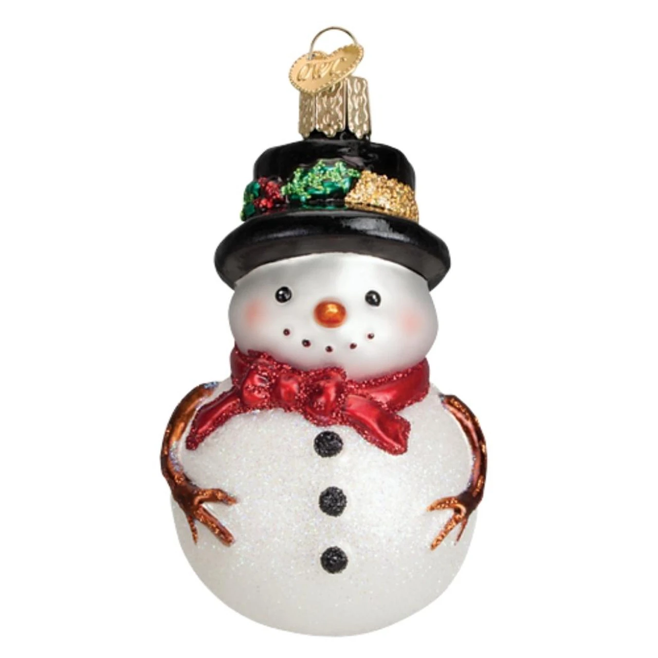 Old World Christmas - Red Bow Holly Hat Snowman Ornament 3 Old World Christmas - Red Bow Holly Hat Snowman Ornament