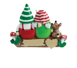 Personalized Two Gnomes On A Log Ornament