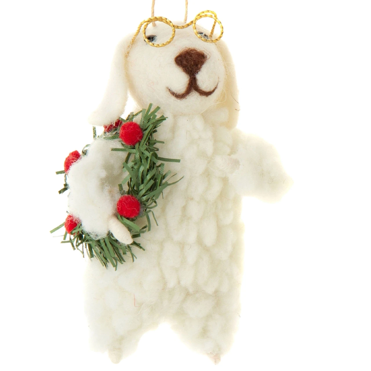 Felt Christmas Sheep W/Wreath Ornament 3 Felt Christmas Sheep W/Wreath Ornament