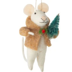Felt Mouse In Faux Fur Ornament