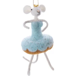 Felt Blue Donut Mouse Ornament