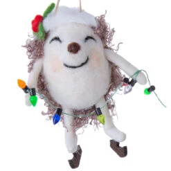 Felt Hedgehog Holding Lights Ornament