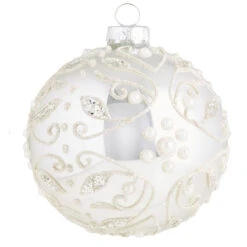 Silver And White Decorative Wedding Cake Icing Ball Ornament