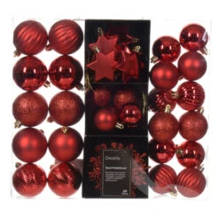 40 Piece Red Shatterproof Ornament Set