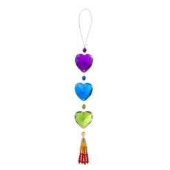 Dark Purple Rainbow Heart Tassel Ornament